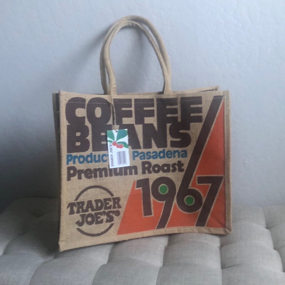 Trader Joe’s Jute Tote Bag in Natural and Orange